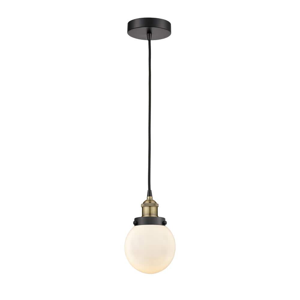 Beacon 100-Watt 1-Light Black Antique Brass Standard Mini Pendant Light with Painted Glass Shade, No Bulbs Included price history on PriceWatchPro