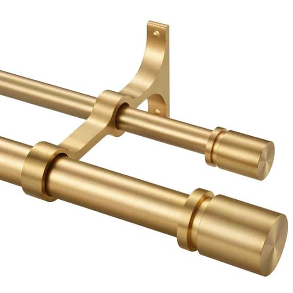 72 in. - 144 in. Adjustable 1 in. Double Curtain Rod in Warm Gold