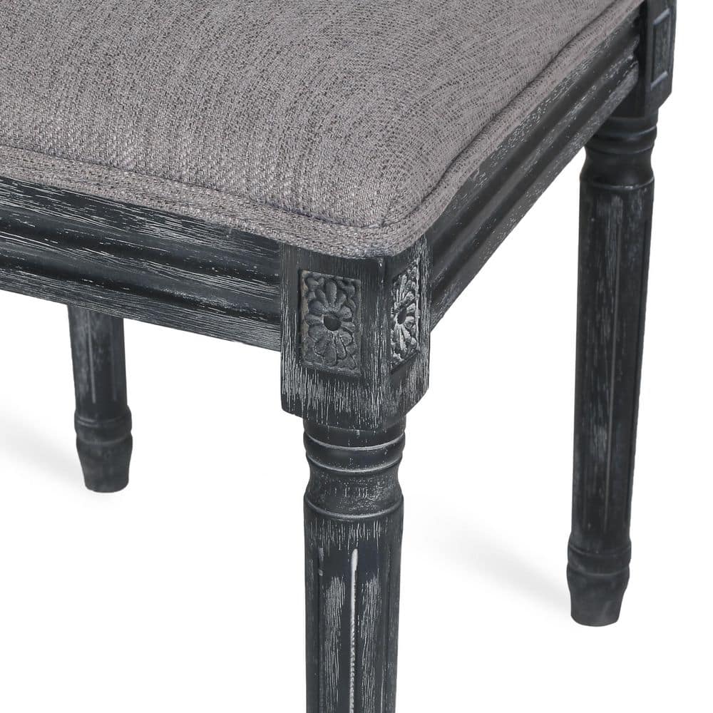 Elegant Gray Upholstered Parsons Dining Chair with Cane Back, Set of 6