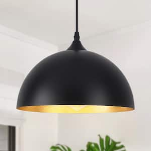 Danialah 1-Light Black Industrial Farmhouse Single Pendant Light with Metal Dome Shade for Kitchen Island Dinning Room