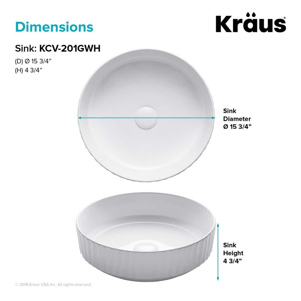 White Round Ceramic Vessel Bathroom Sink with Ultra-Slim Edges