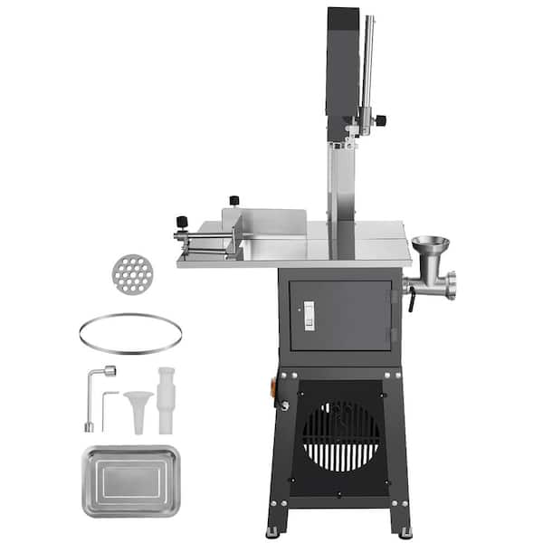Commercial Electric Meat Bandsaw, 550W Stainless Steel Vertical Saw in Gray 19.1"x15" Workbench 7.09" Cutting Thickness.