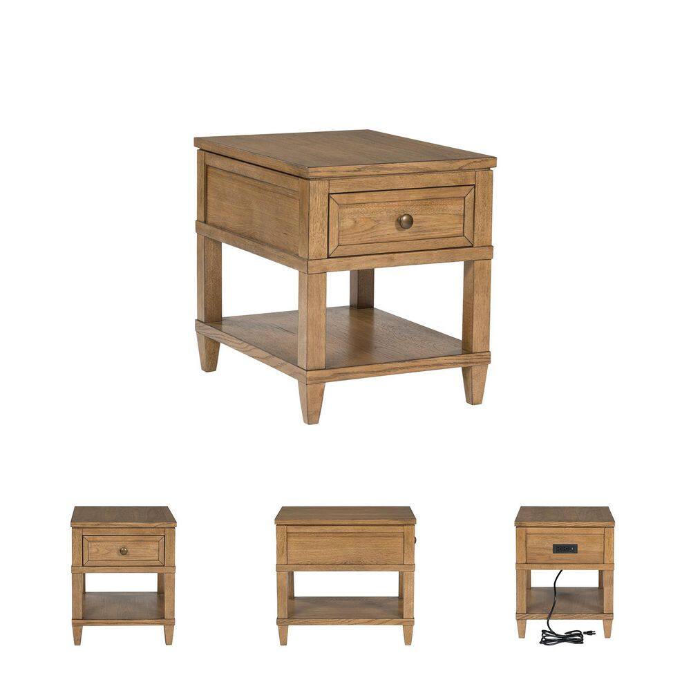 Sharlance 20 in. Light Brown Rectangle Wood End Table With Storage - thumbnail 8