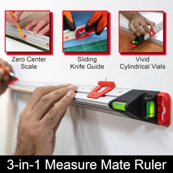 Kapro 36 in. Set and Match Ruler with Sliding Vials Knife Guide Handle and  with English Graduations 1/8 314-89-36 - The Home Depot