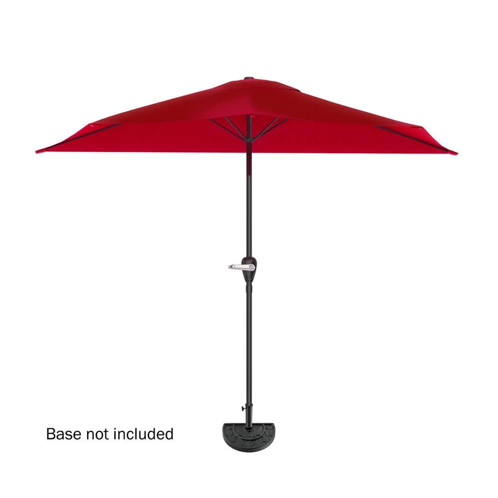 Ruby Red 9ft Half Round Outdoor Patio Umbrella with Crank