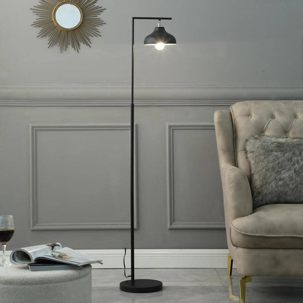 Matte Black Metal Industrial Architect Floor Lamp, 63.25"