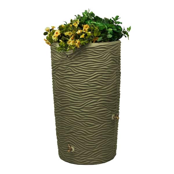 Impressions Palm 65 Gal. Khaki Rain Barrel