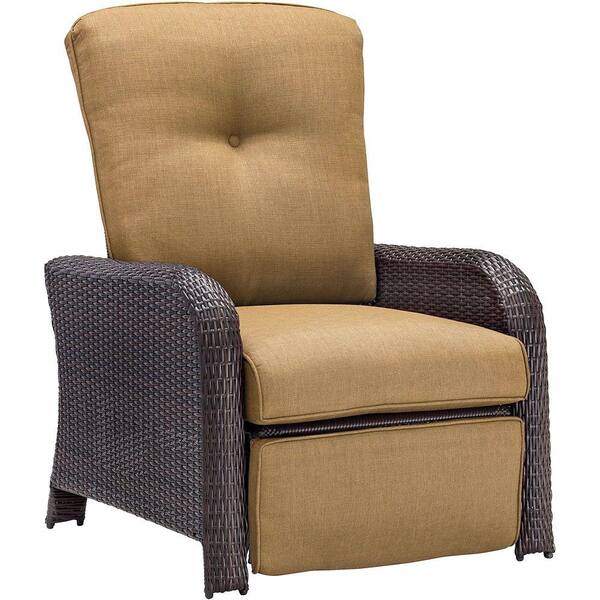 Hanover Strathmere All-Weather Wicker Reclining Patio Lounge Chair with Country Cork Cushion