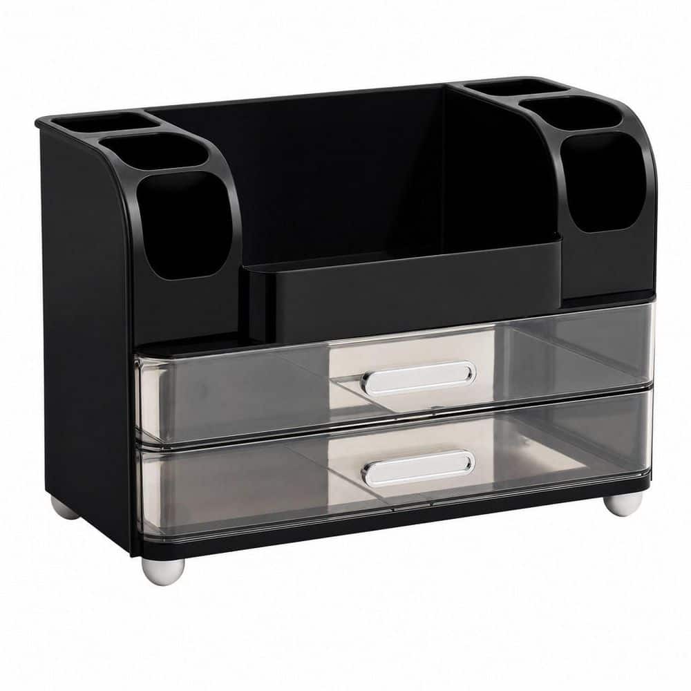 Numhew Black Large Cosmetic Organizer with Brush Holder