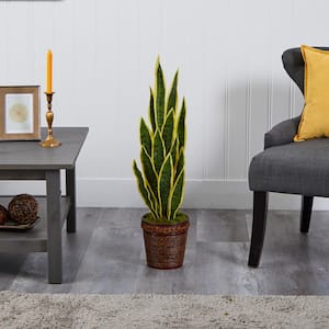 34 in. Sansevieria Artificial Plant in Basket