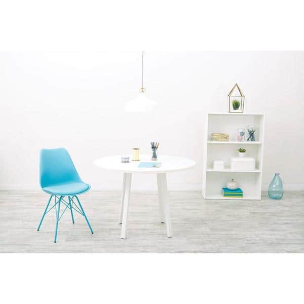Modern Teal Faux Leather Upholstered Side Chair with Alloy Legs