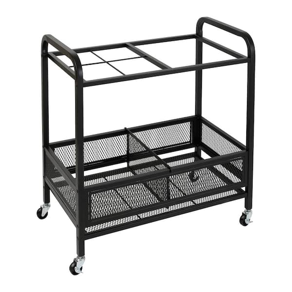 HoneyCanDo MultiPurpose Metal Garage Storage Cart With Wheels, Black