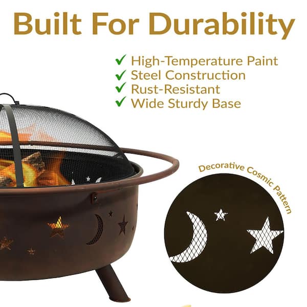 Sunnydaze Cosmic 42 in. x 23 in. Large Round Steel Wood