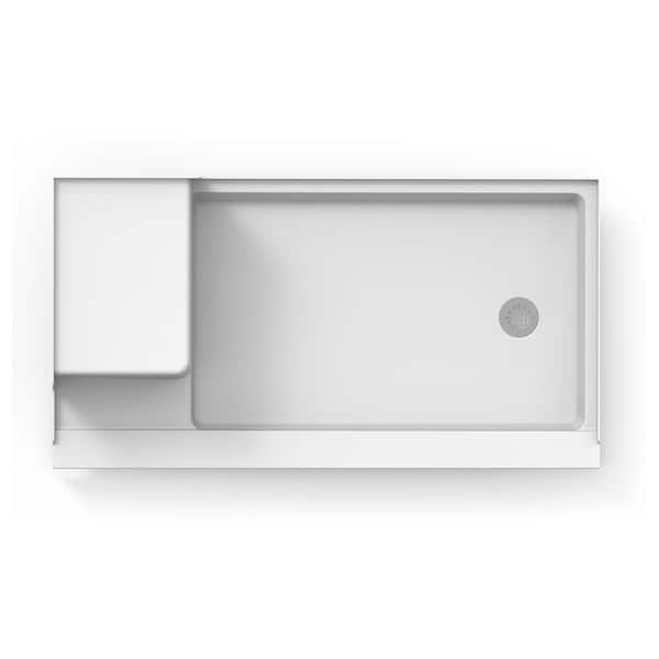 JACUZZI 60 in. x 32 in. Seated Right Drain 5.38 in. Shower Base in White