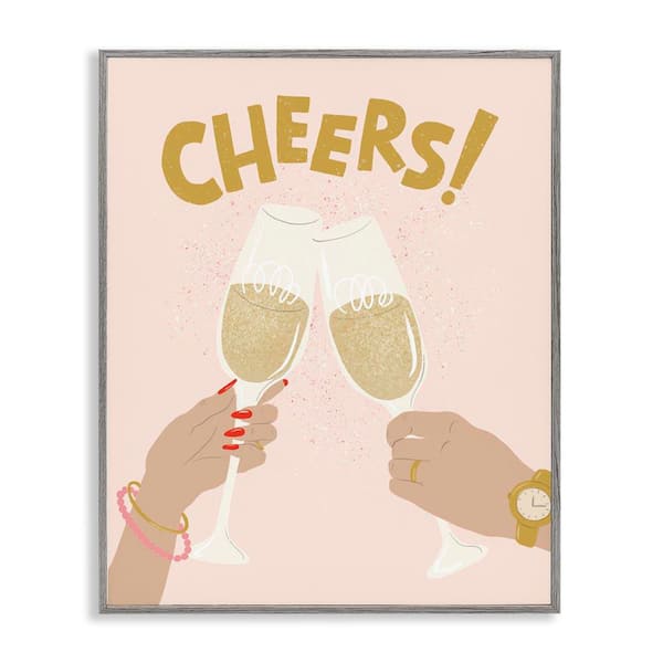 Stupell Industries Celebration Cheers Drinks by Kristina Hultkrantz Gray Framed Food Giclee Art Print 30 in. x 24 in.