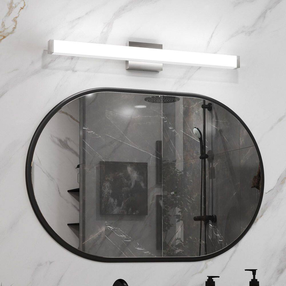 Gleam 33 in. Brushed Nickel Black LED Wall Sconce With White Acrylic Shade For Bathroom, Vertical, Horizontal Wall Mount price history on PriceWatchPro