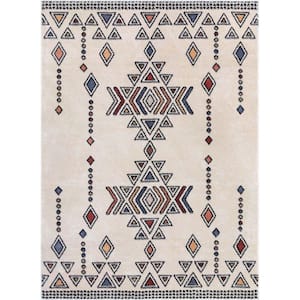 Malaga Huron Beige Bohemian Vintage Tribal 3 ft. 11 in. x 5 ft. 3 in. Area Rug