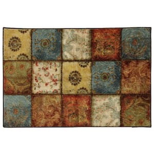Artifact Panel Multi 3 ft. x 4 ft. Machine Washable Patchwork Area Rug