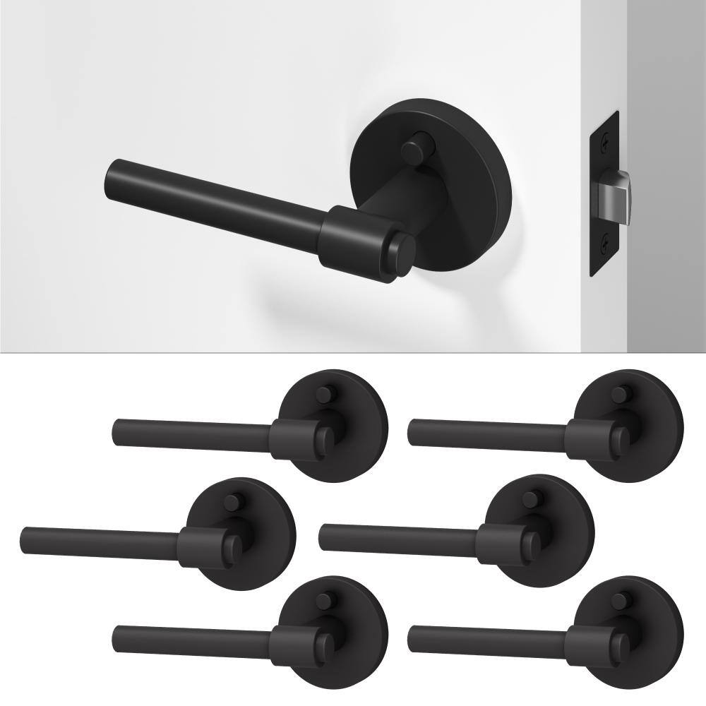 Zen Metal Matte Black Privacy Bed/Bath Round Door Handle with Push Button and Round Rosette 6-Pack price history on PriceWatchPro