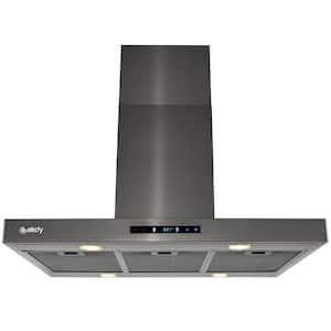 36 in. 343 CFM Convertible island Mount Range Hood in Black Stainless Steel With LED Lights