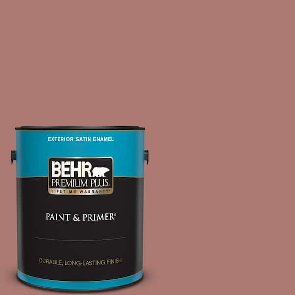 BEHR PREMIUM PLUS 1 gal. #160F-5 Rum Spice Satin Enamel Exterior Paint & Primer