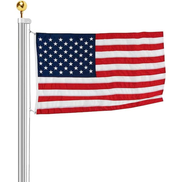 EZPole All American Series - 30 ft. Tapered Sectional Flagpole Kit with 5 ft. x 8 ft., Nylon All Weather Flag
