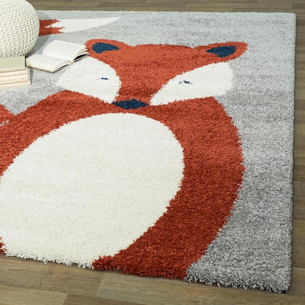 Fluffy Fox Grey 4 ft. x 6 ft. Kids Area Rug