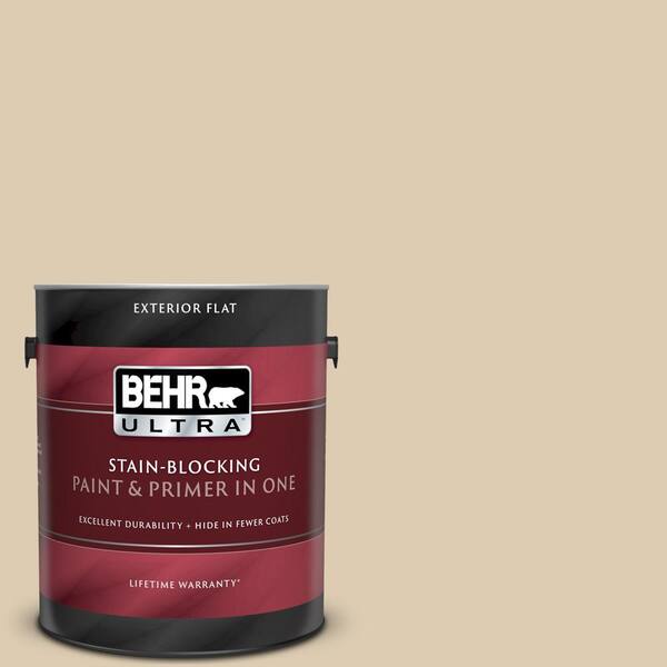 BEHR ULTRA 1 gal. #UL160-15 Bone Flat Exterior Paint and Primer in One
