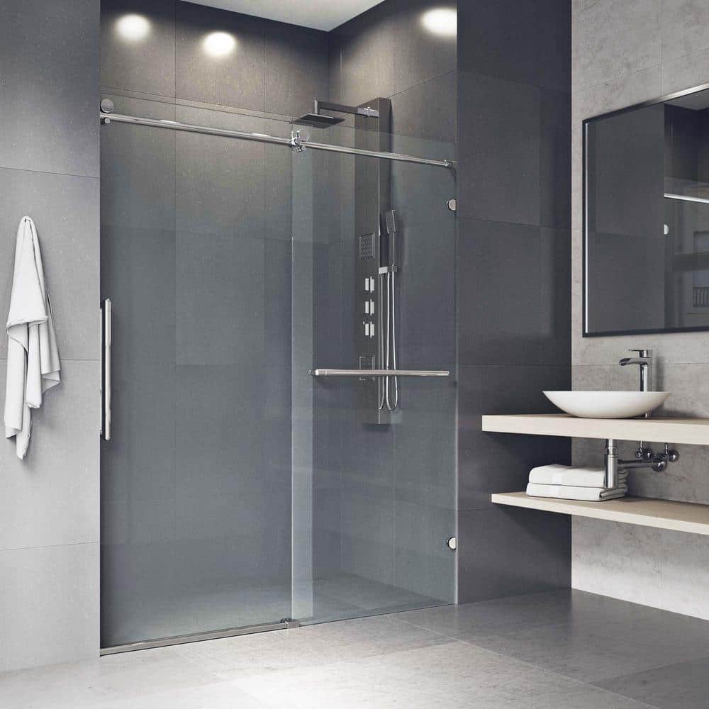 Ferrara 73" Frameless Sliding Shower Door with Clear Tempered Glass