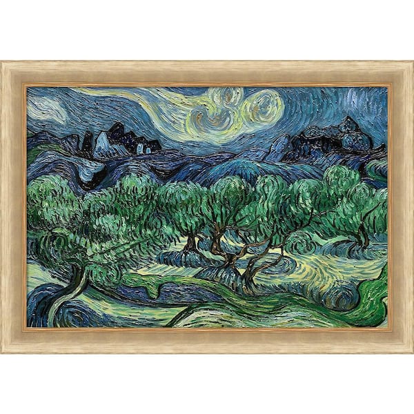 LA PASTICHE Olive Trees with Alpilles in the Background by Vincent Van Gogh Andover Framed Nature Art Print 29.38 in. x 41.38 in.