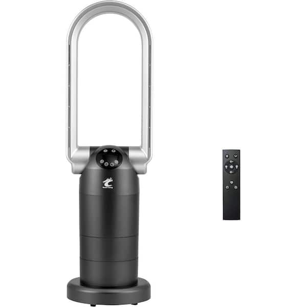 29 in. 9-Fan Speeds Tower Fan in Gray Finish with Adjustable Thermostat, Oscillating, Bladeless, Remote and Space Heater
