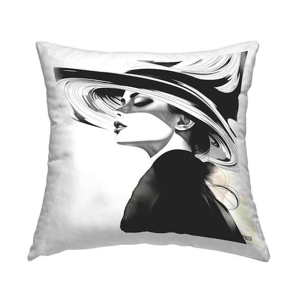 Stupell Industries Modish Glam Woman Black Print Polyester 18 in. x 18 in. Throw Pillow