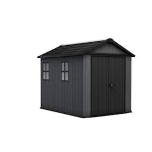 Newton Plus 7.5 ft. W x 9 ft. D Durable Resin Plastic Storage Shed with Floor Graphite 55 sq. ft.