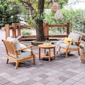 Robin 3-Pieces Teak Patio Conversation Set with Oyster Cushion