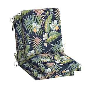 20 in. x 20 in. Simone Blue Tropical High Back Outdoor Dining Chair Cushion (2-Pack)