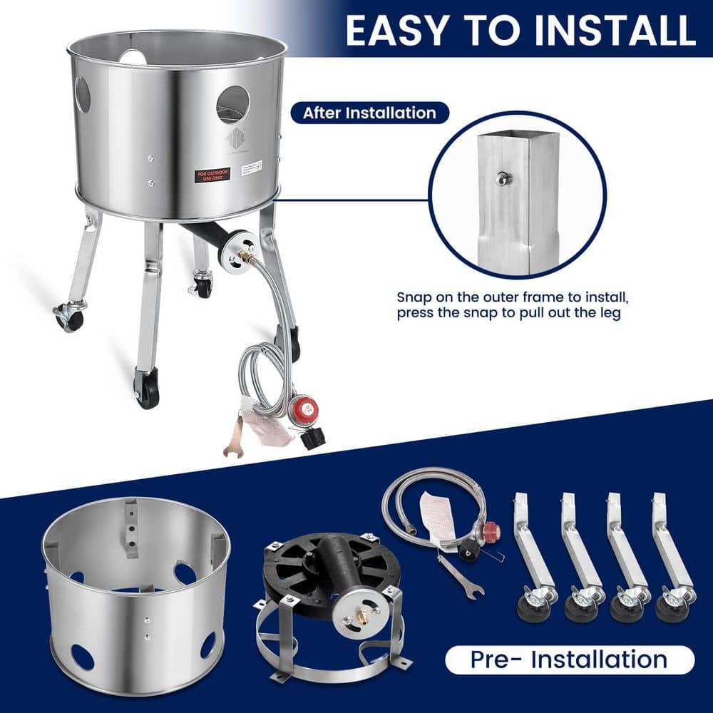 Stainless Steel Outdoor Single Burner Propane Cooker with Wheels