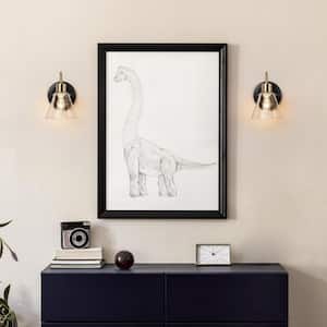 5.1 in. Black and Brass Wall Sconce Light with Seeded Glass Shade