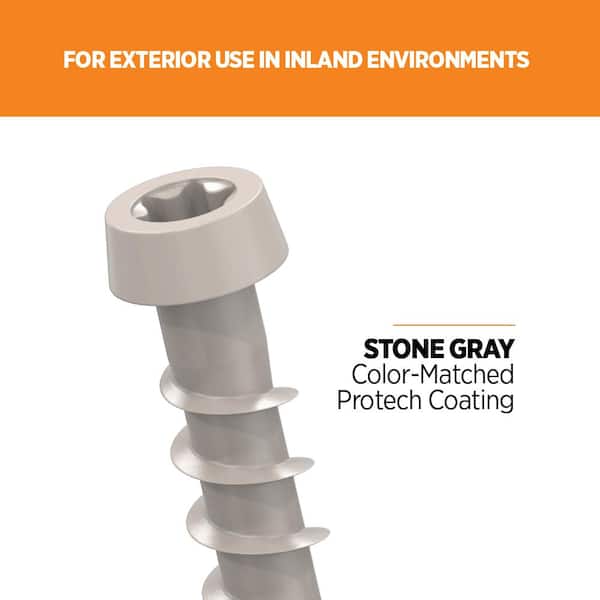 #10 2-1/2 in. Stone Gray Star Drive Trim-Head Composite Deck Screw (350-Count)