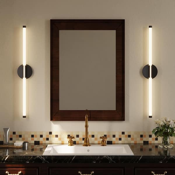 28 in. Black Vanity Light Bar 12W Linear Bathroom Wall Sconces（2 Pack)
