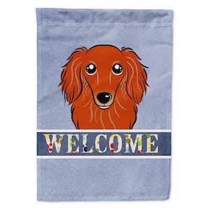 28 in. x 40 in. Polyester Longhair Red Dachshund Welcome Flag Canvas House Size 2-Sided Heavyweight