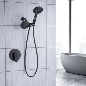 Single-Handle 6-Spray Round High Pressure Shower Faucetin Black (Valve Included)