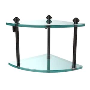 Southbeach Collection 8 in. 2-Tier Corner Glass Shelf in Oil Rubbed Bronze