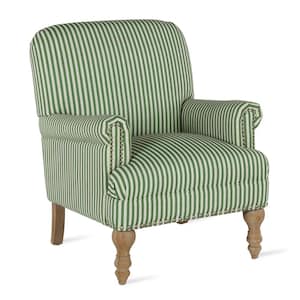 Joy Green Striped Upholstered Accent Chair
