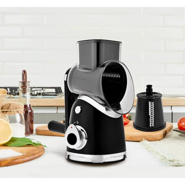 Rotary Cheese Grater with Handle, Vegetable Slicer with 6-Interchangeable Blades, Reinforced Suction, Easy to Clean