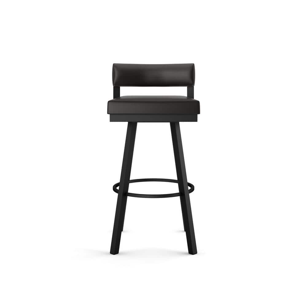 Travis Black Metal Faux Leather Swivel Bar Stool