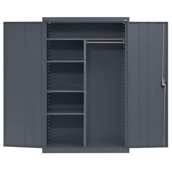 Elite 46 in. W x 72 in. H x 24 in. D Steel Combination Adjustable Shelves Freestanding Cabinet in Charcoal