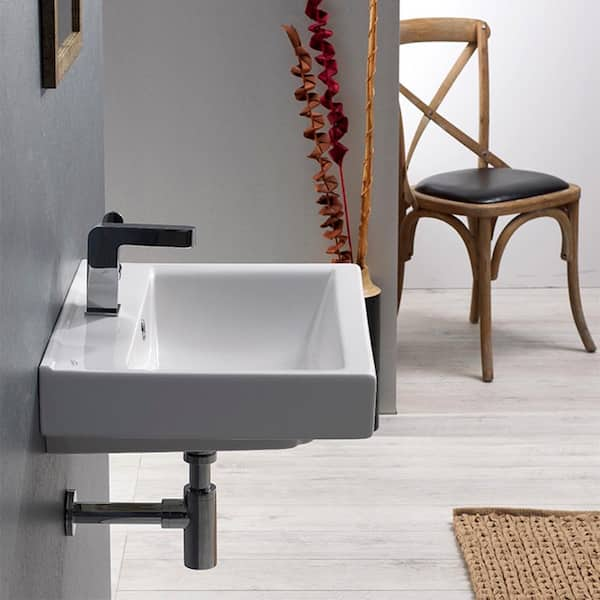 Mona Wall Mounted Bathroom Sink in White