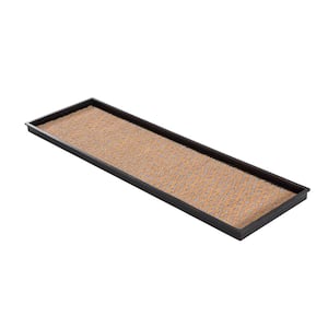 46.5 in. x 14 in. x 1.5 in. Natural and Recycled Rubber Boot Tray with Tan and Blue Coir Insert