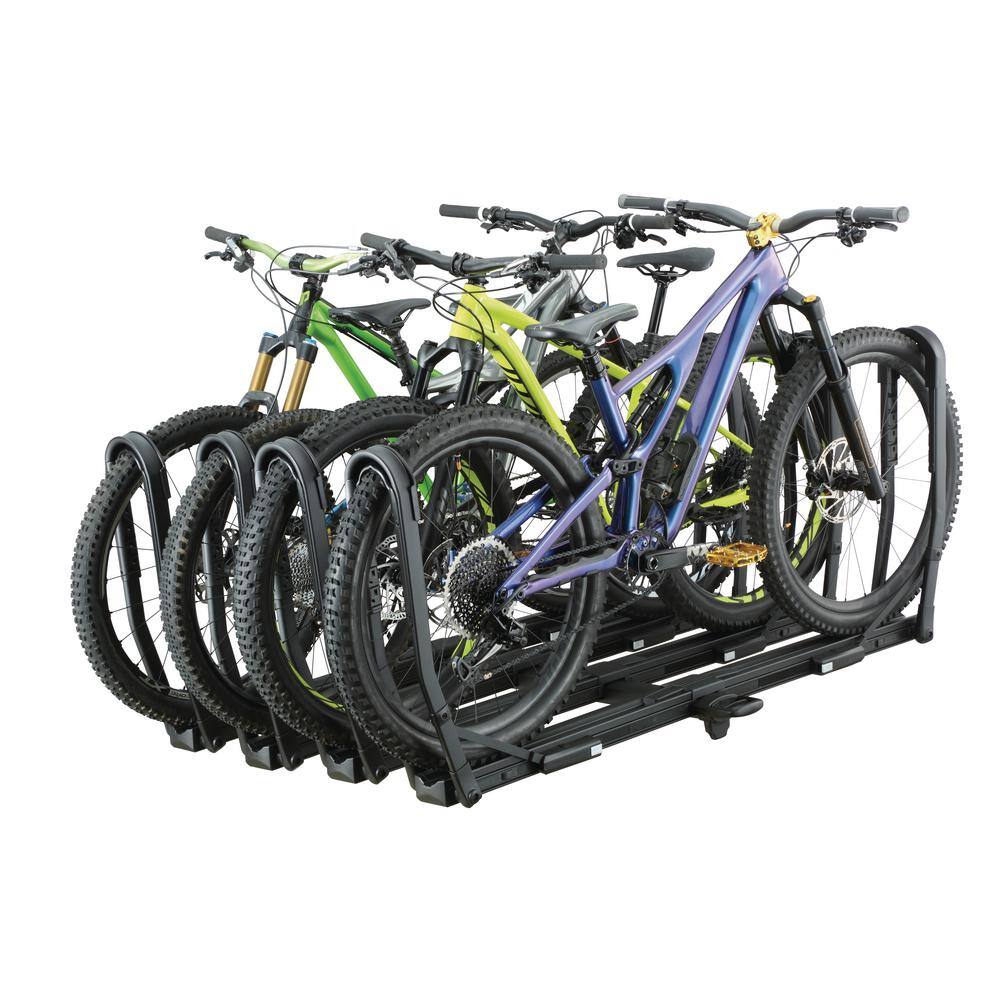 Matte Black 4-Bike Hitch Mount Platform Rack