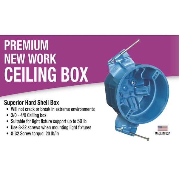 4 in. 25 cu. in. Hard Shell PVC New Work Electrical Ceiling Box (BH525A-UPC)